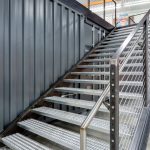 Wide steel welded staircase